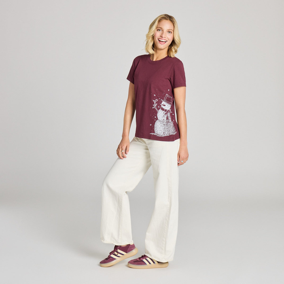 Women's Sparkle Snowman Cardinal Short Sleeve Crusher Tee product image 4