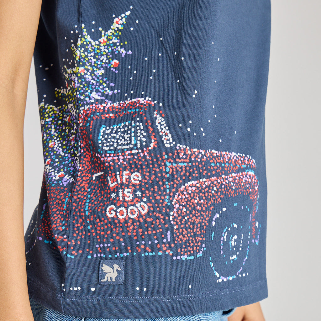 Women's Sparkle Christmas Tree Truck Short Sleeve Crusher product image 3