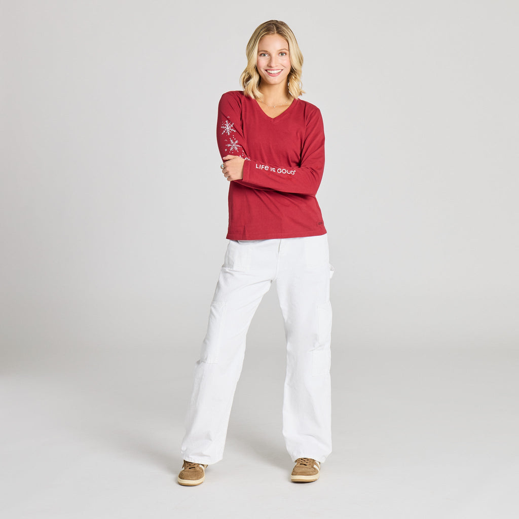 Women's All the Snowflakes Long Sleeve Crusher Vee product image 5