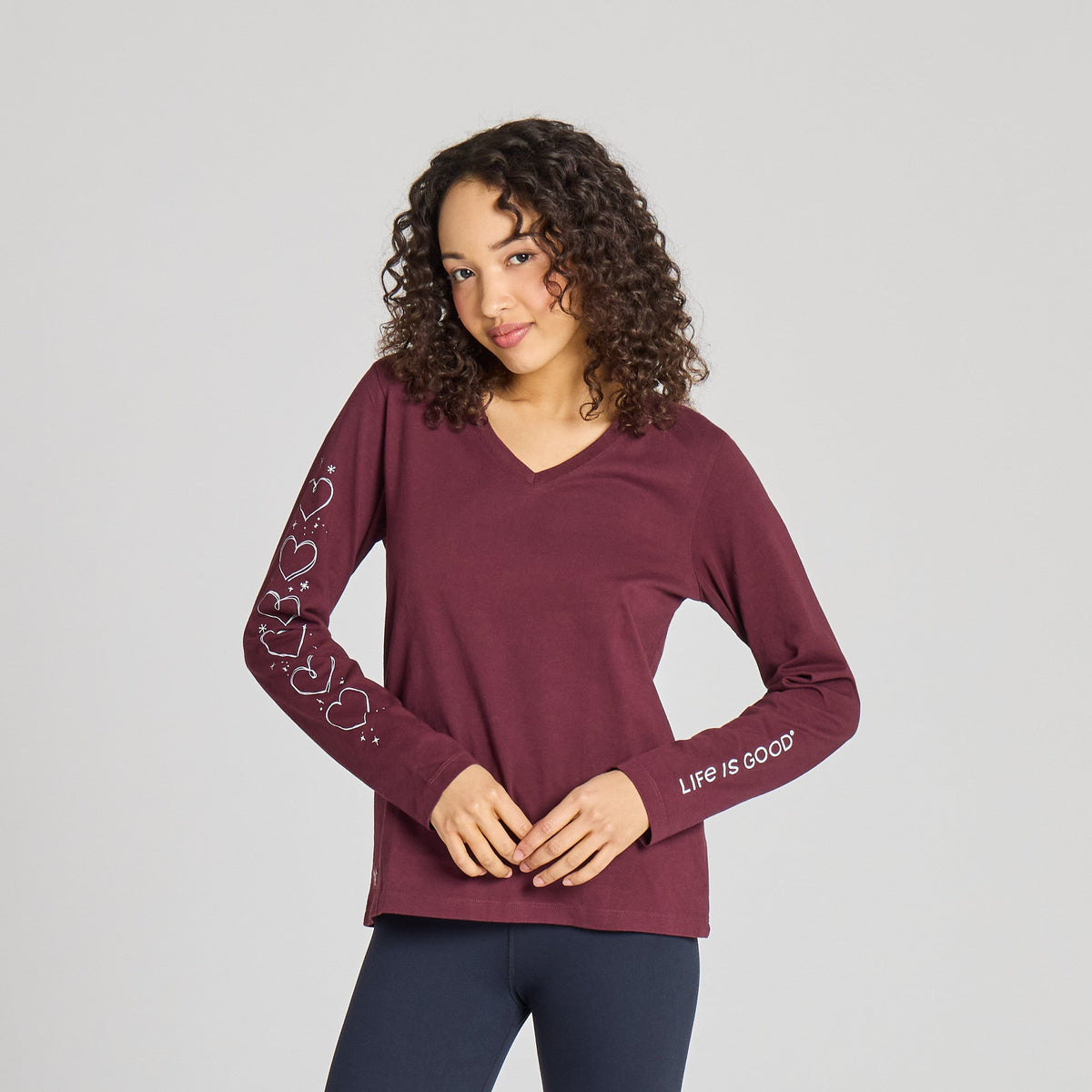 Women's Cosmic Hearts Long Sleeve Crusher Vee product image 1