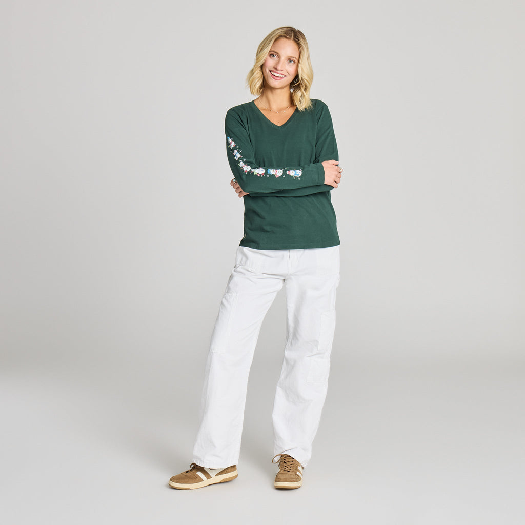 Women's Snowman Parade Long Sleeve Crusher Vee product image 5