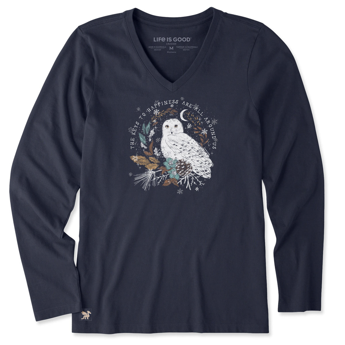 Women's Key to Happiness Snowy Owl Long Sleeve Crusher Vee product image 1