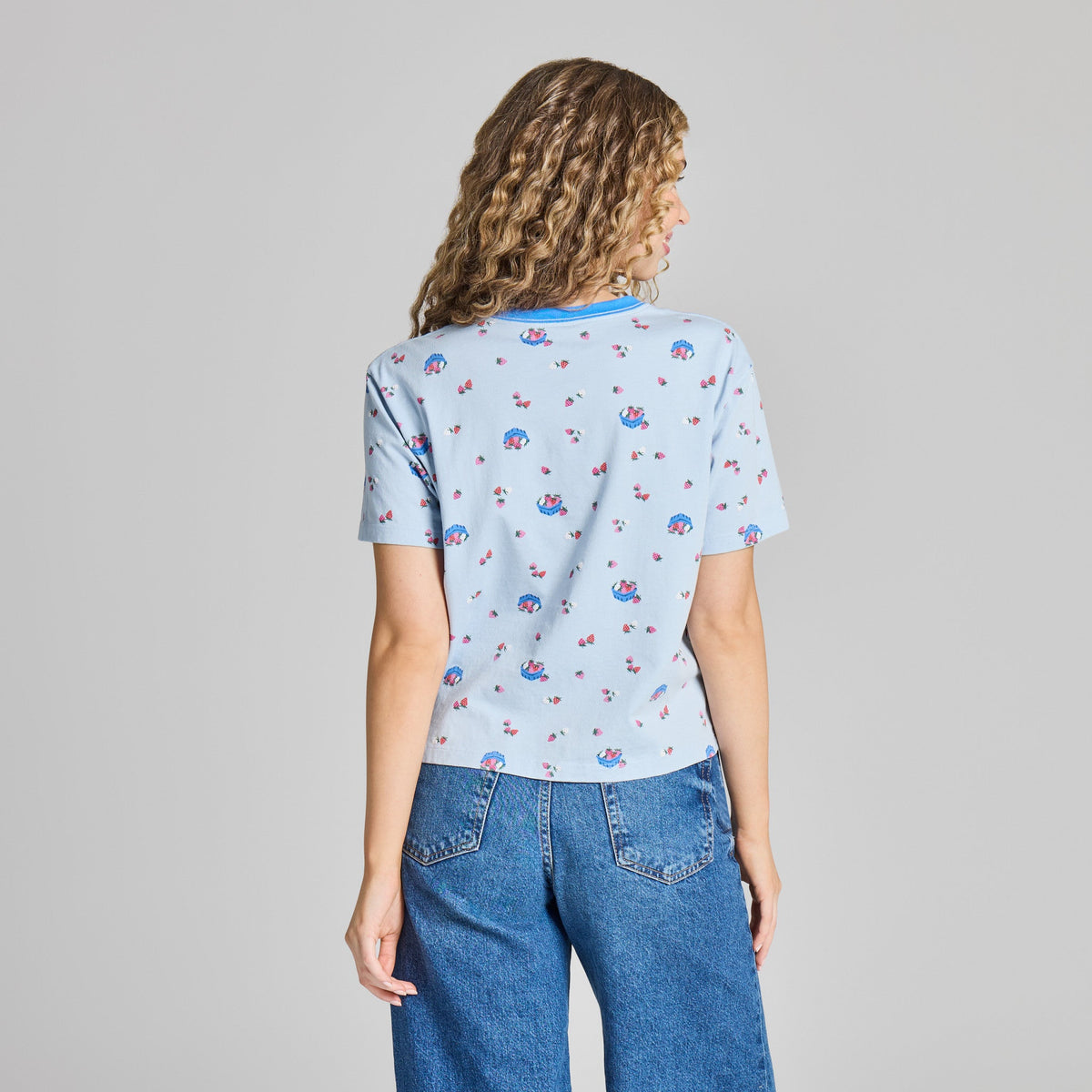 Women's Fresh Strawberry Pattern Short Sleeve Crusher Boxy product image 3
