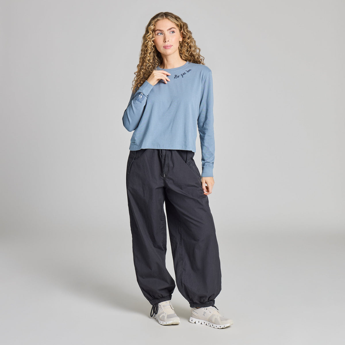 Women's Embroidered Wildcat Long Sleeve Crusher Boxy Tee product image 5