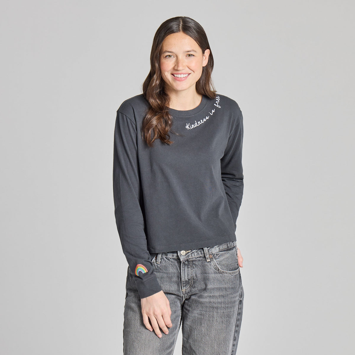 Women's Rainbow Long Sleeve Crusher Boxy Tee product image 1