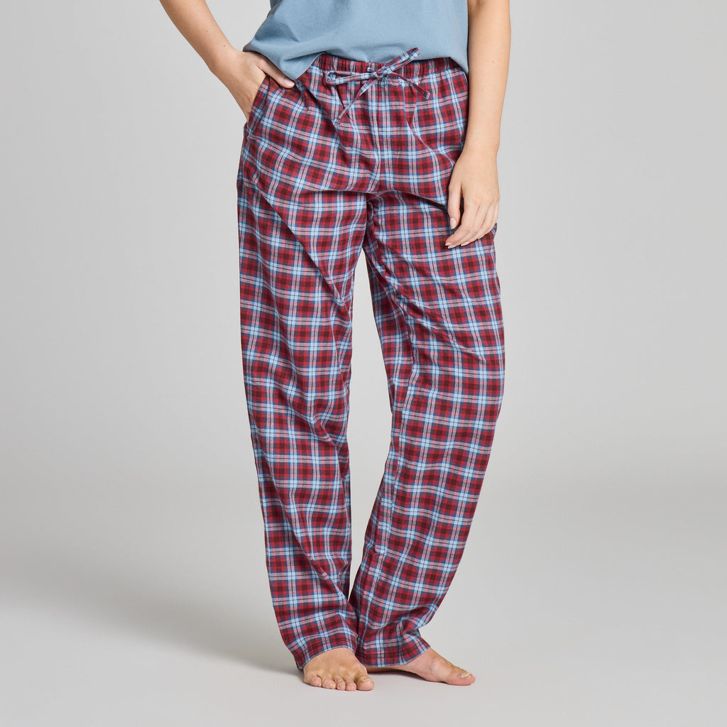 Women's Deep Burgundy Check Plaid Classic Sleep Pant