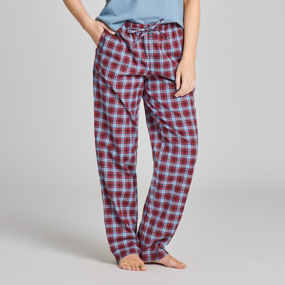 Women's Deep Burgundy Check Plaid Classic Sleep Pant