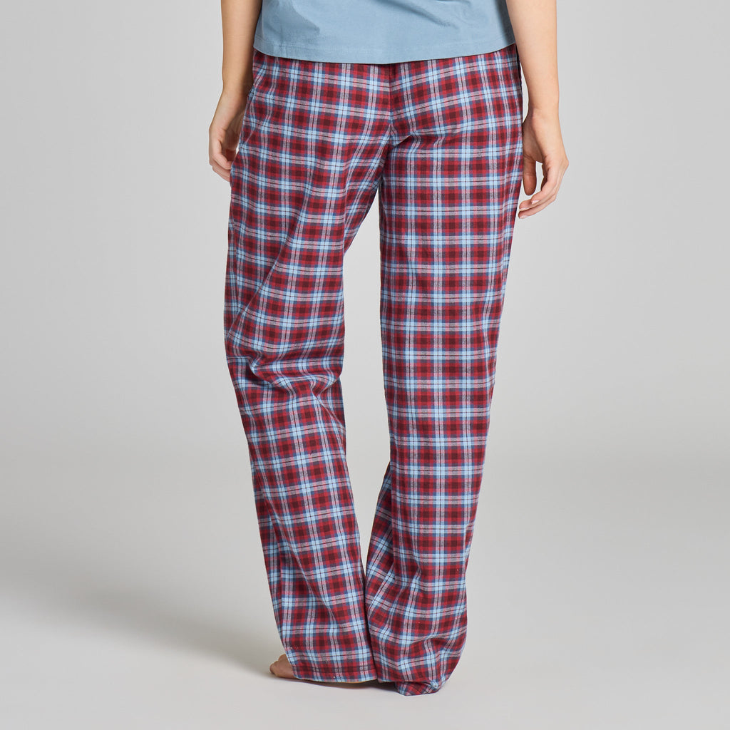 Women's Deep Burgundy Check Plaid Classic Sleep Pant