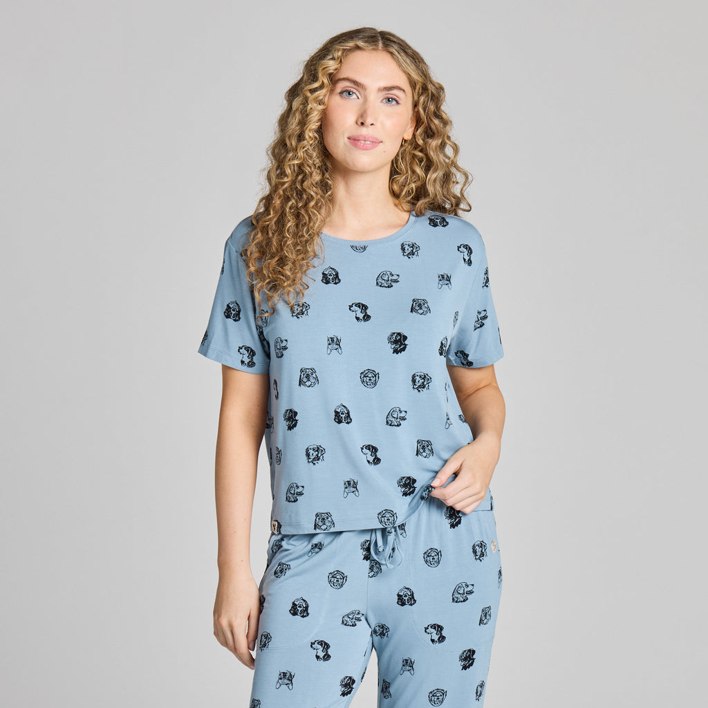 Women's Dog Portrait Pattern Lightweight Boxy Sleep Tee product image 1