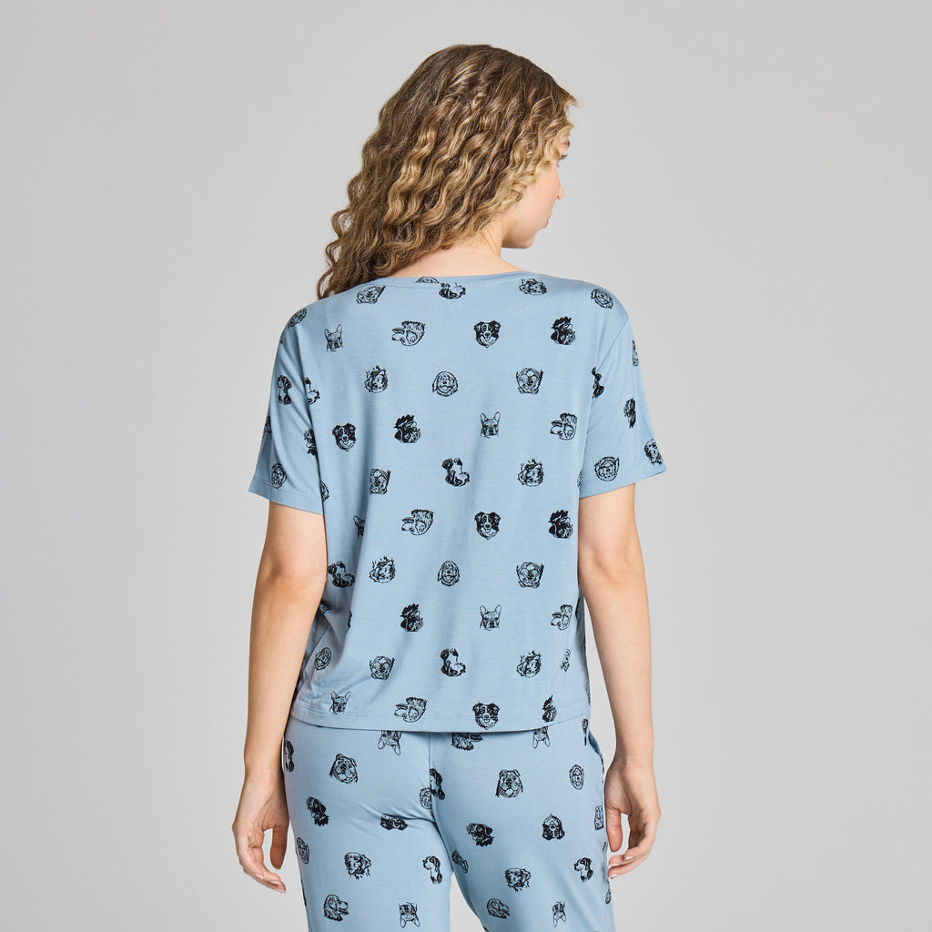 Women's Dog Portrait Pattern Lightweight Boxy Sleep Tee product image 3