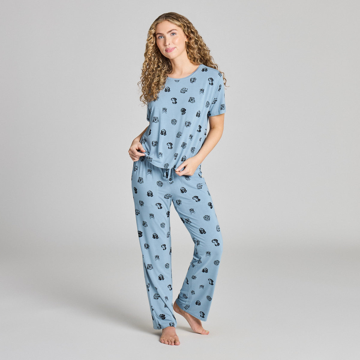 Women's Dog Portrait Pattern Lightweight Boxy Sleep Tee product image 5