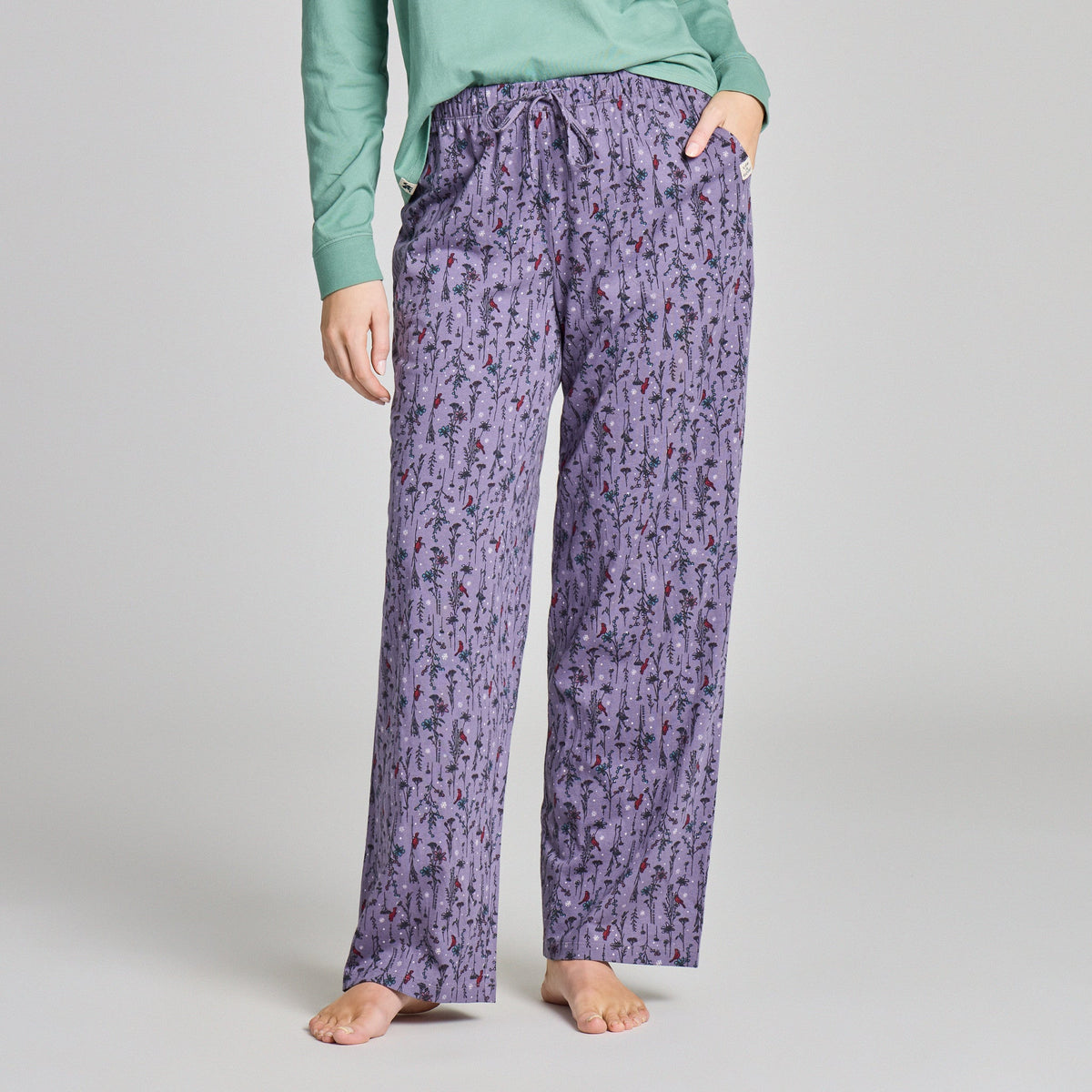 Women's Cardinal Winter Floral Pattern Snuggle Up Sleep Pant