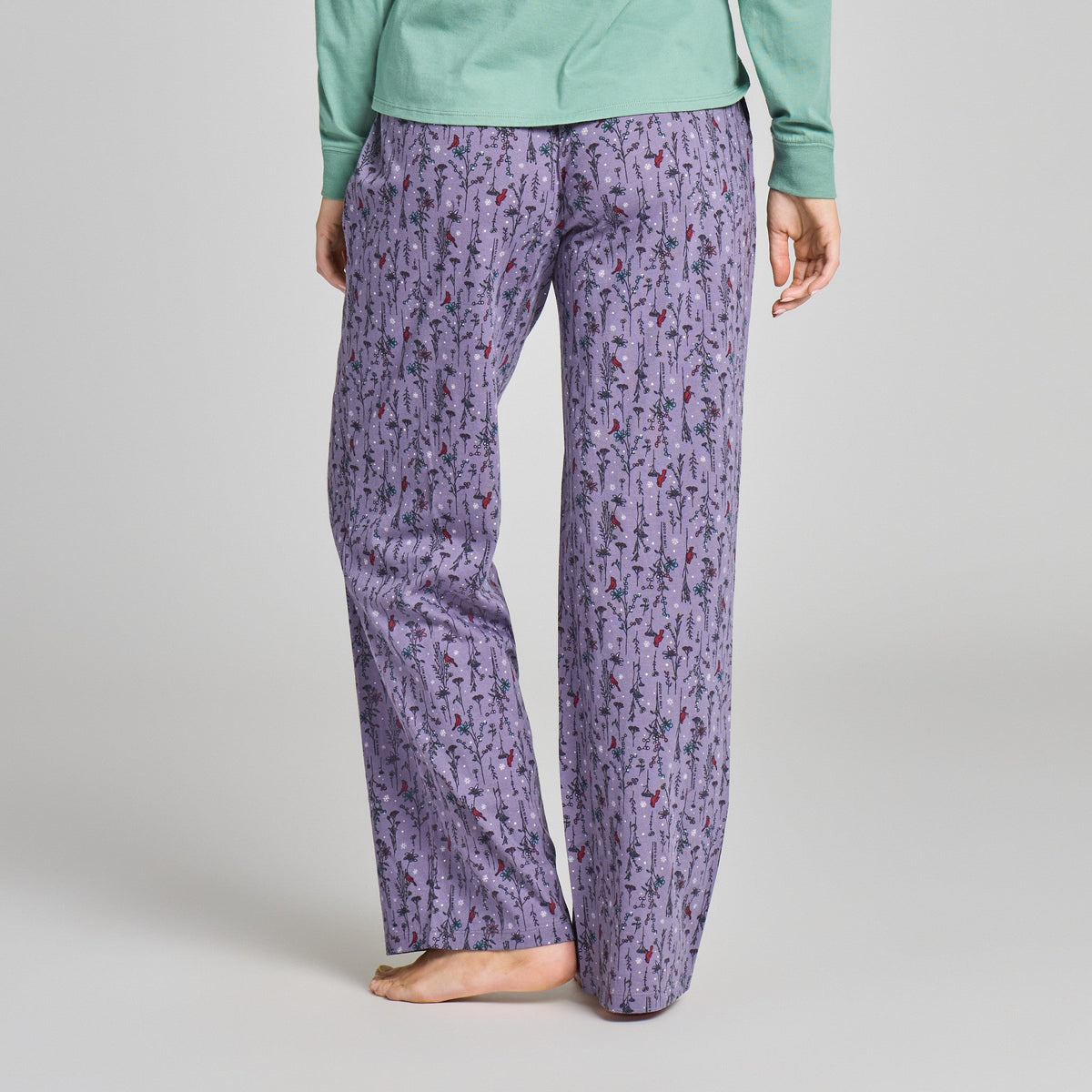 Women's Cardinal Winter Floral Pattern Snuggle Up Sleep Pant