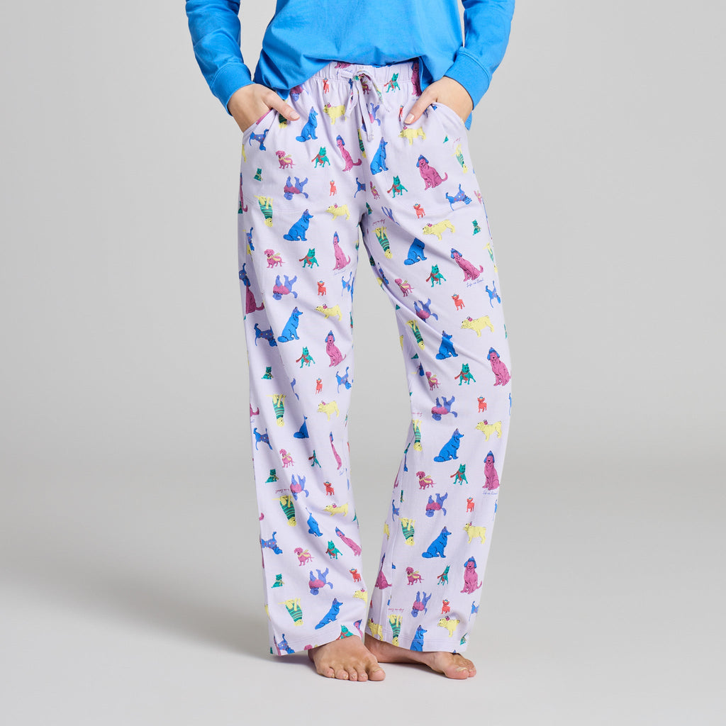 Women's Warm Winter Dogs Pattern Snuggle Up Sleep Pant