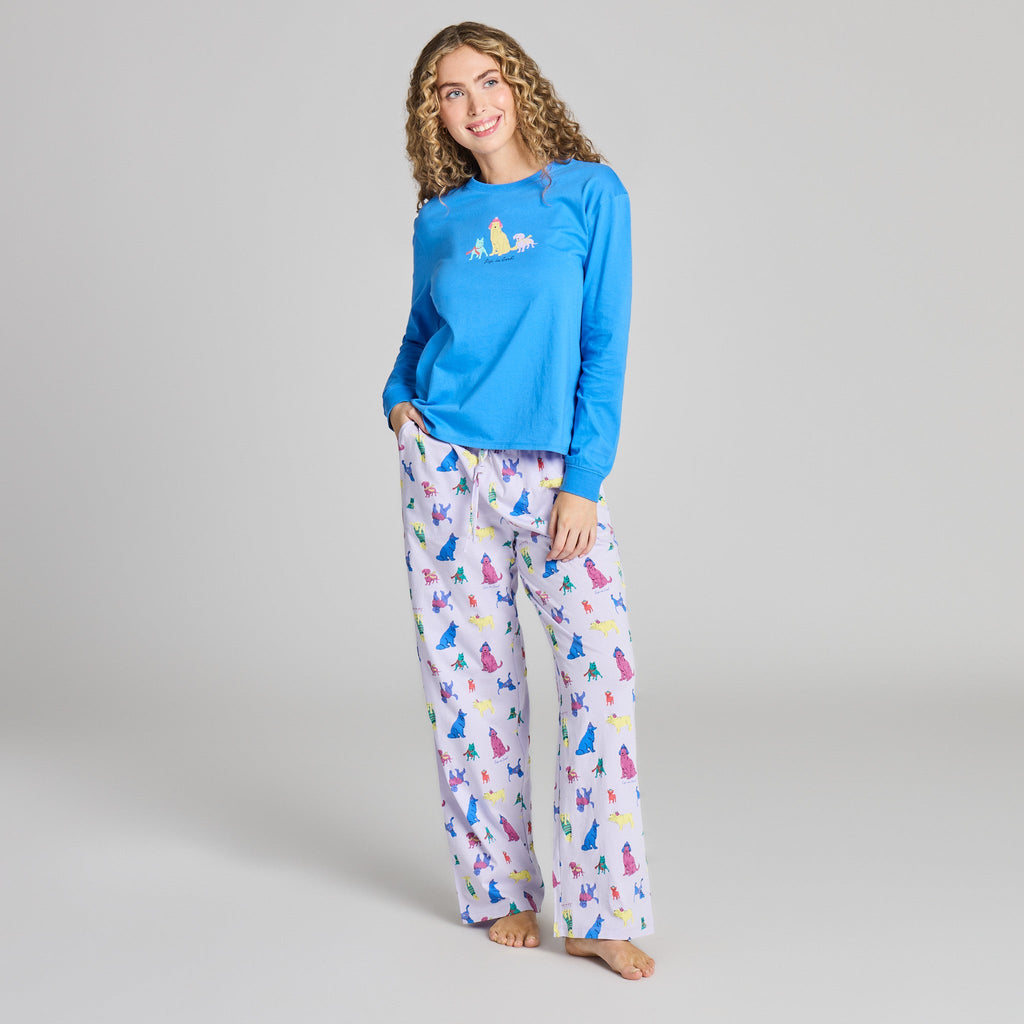 Women's Warm Winter Dogs Pattern Snuggle Up Sleep Pant
