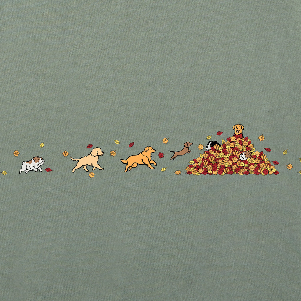 Women's Fall Leaf Pile Pups Short Sleeve Crusher Boxy Tee product image 2