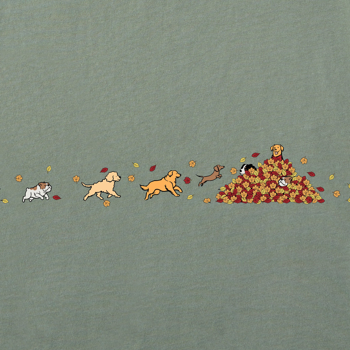 Women's Fall Leaf Pile Pups Short Sleeve Crusher Boxy Tee product image 2