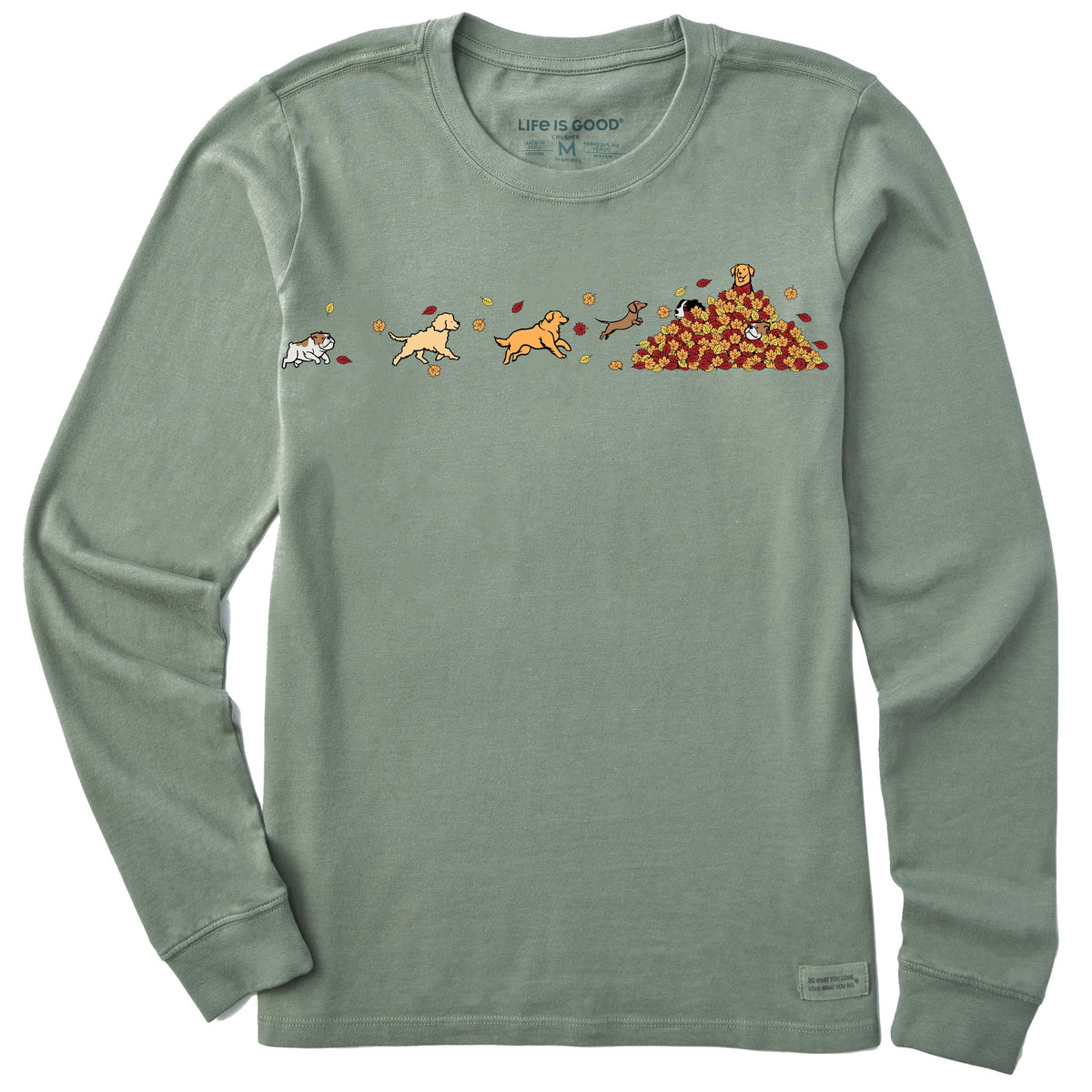 Women's Fall Leaf Pile Pups Long Sleeve Crusher Tee product image 1