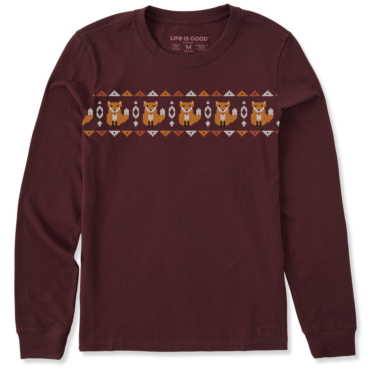 Women's Knit Fox Pattern Long Sleeve Crusher Tee product image 1