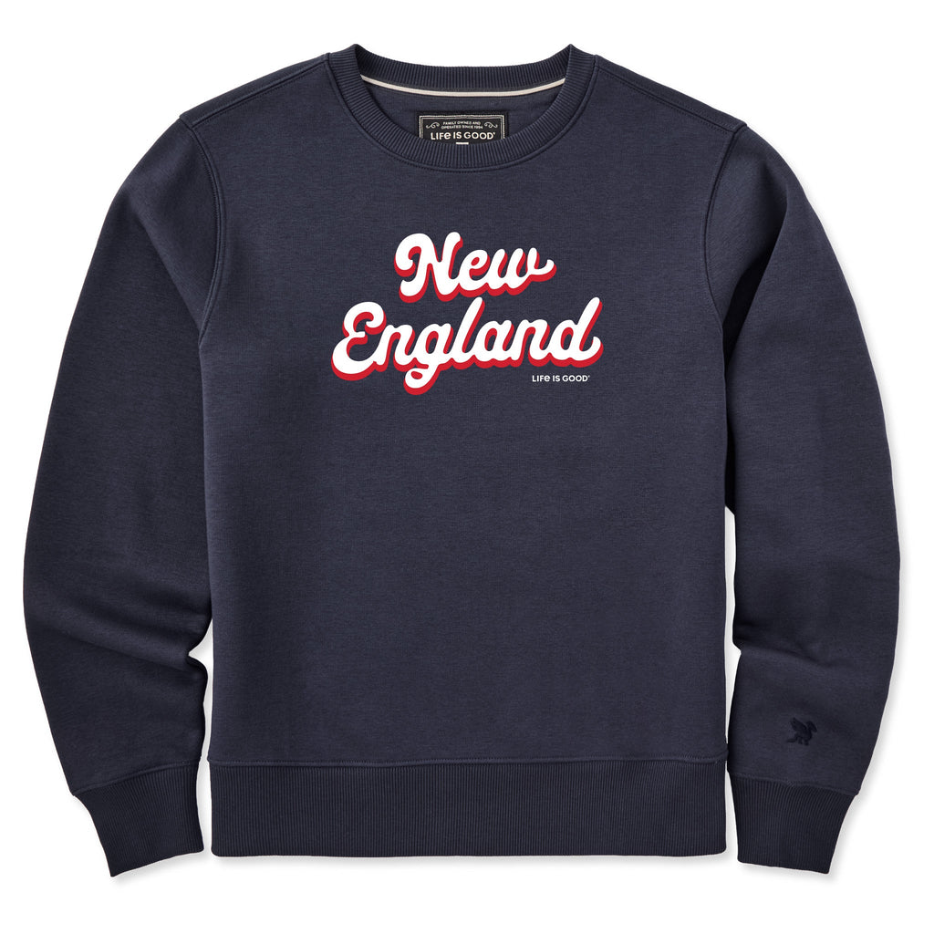 Women's New England Script Good Vibes Crew