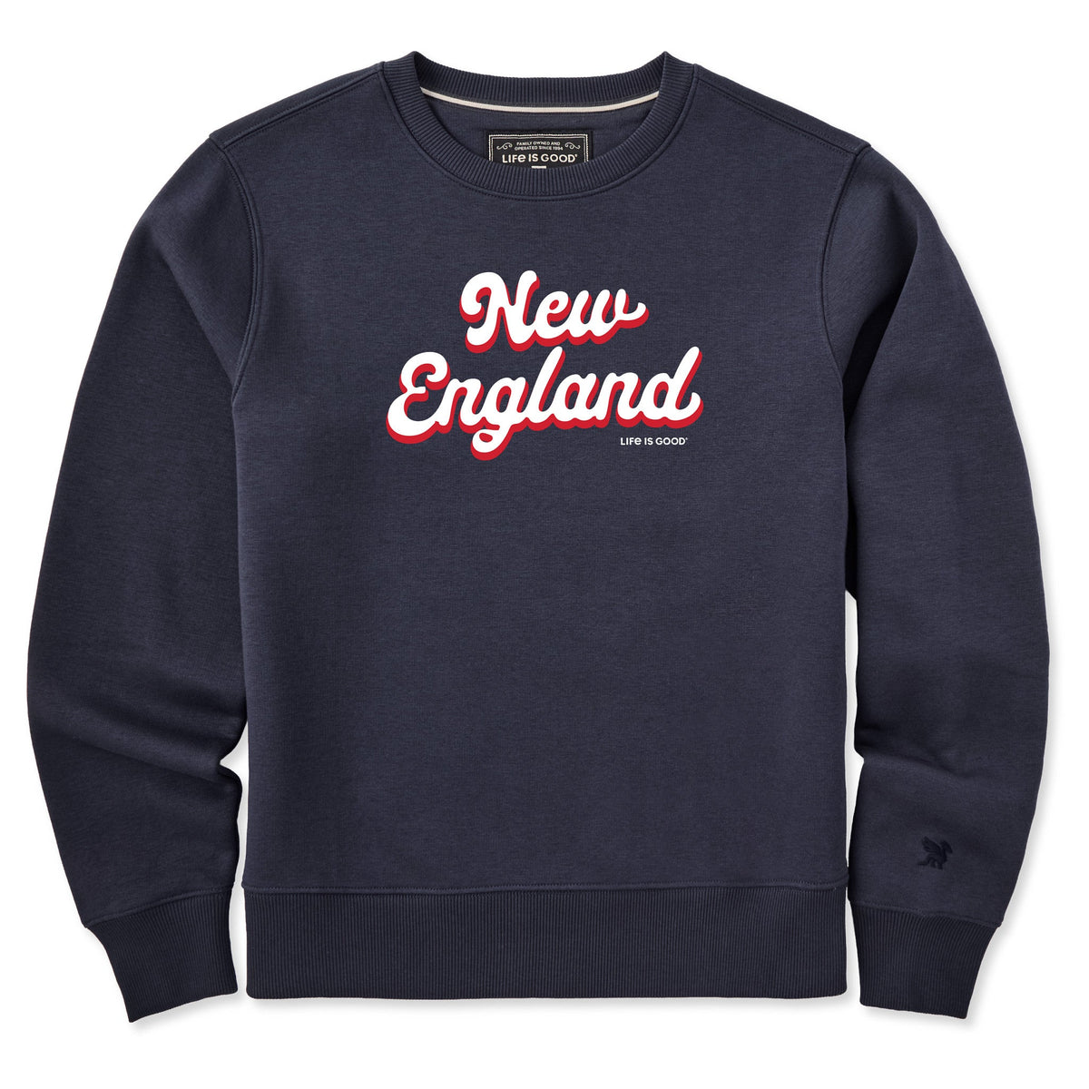 Women's New England Script Good Vibes Crew