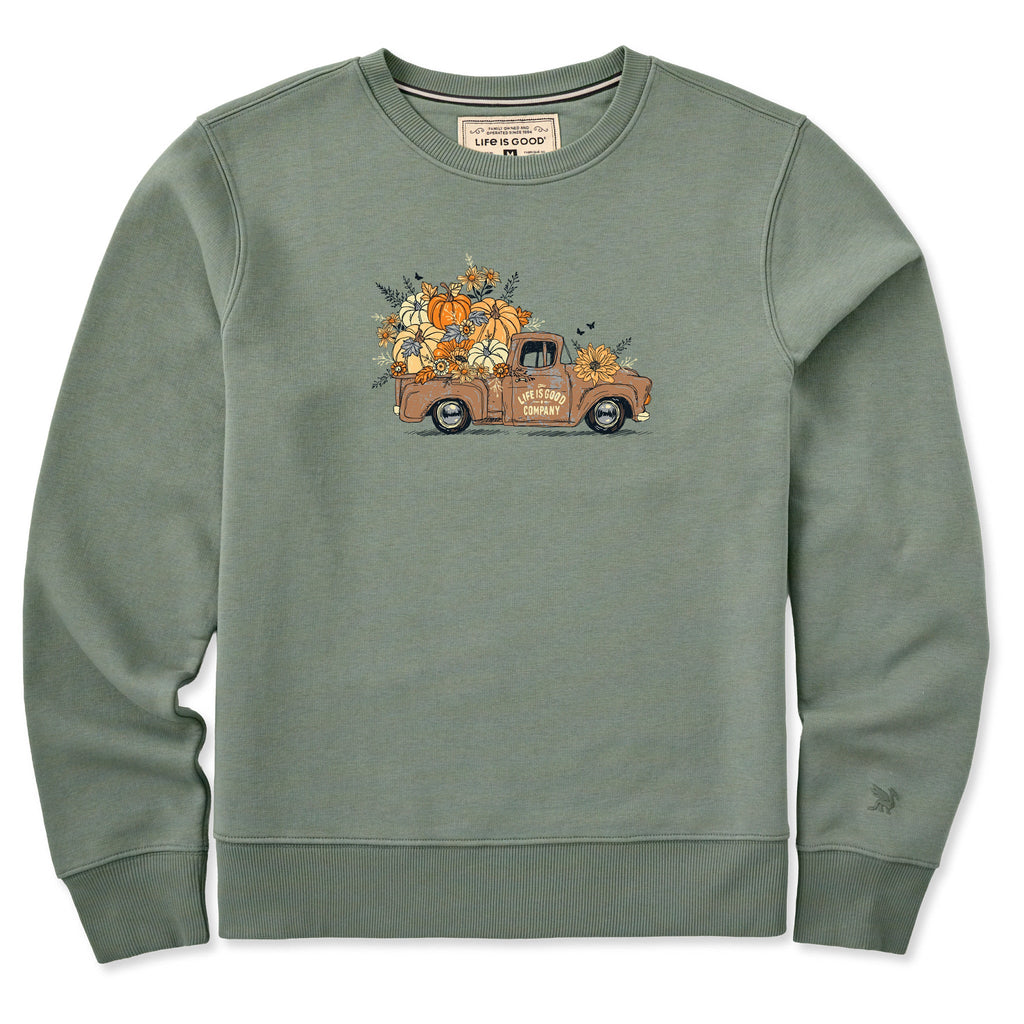 Women's Fall Flowers & Pumpkins Pickup Good Vibes Crew