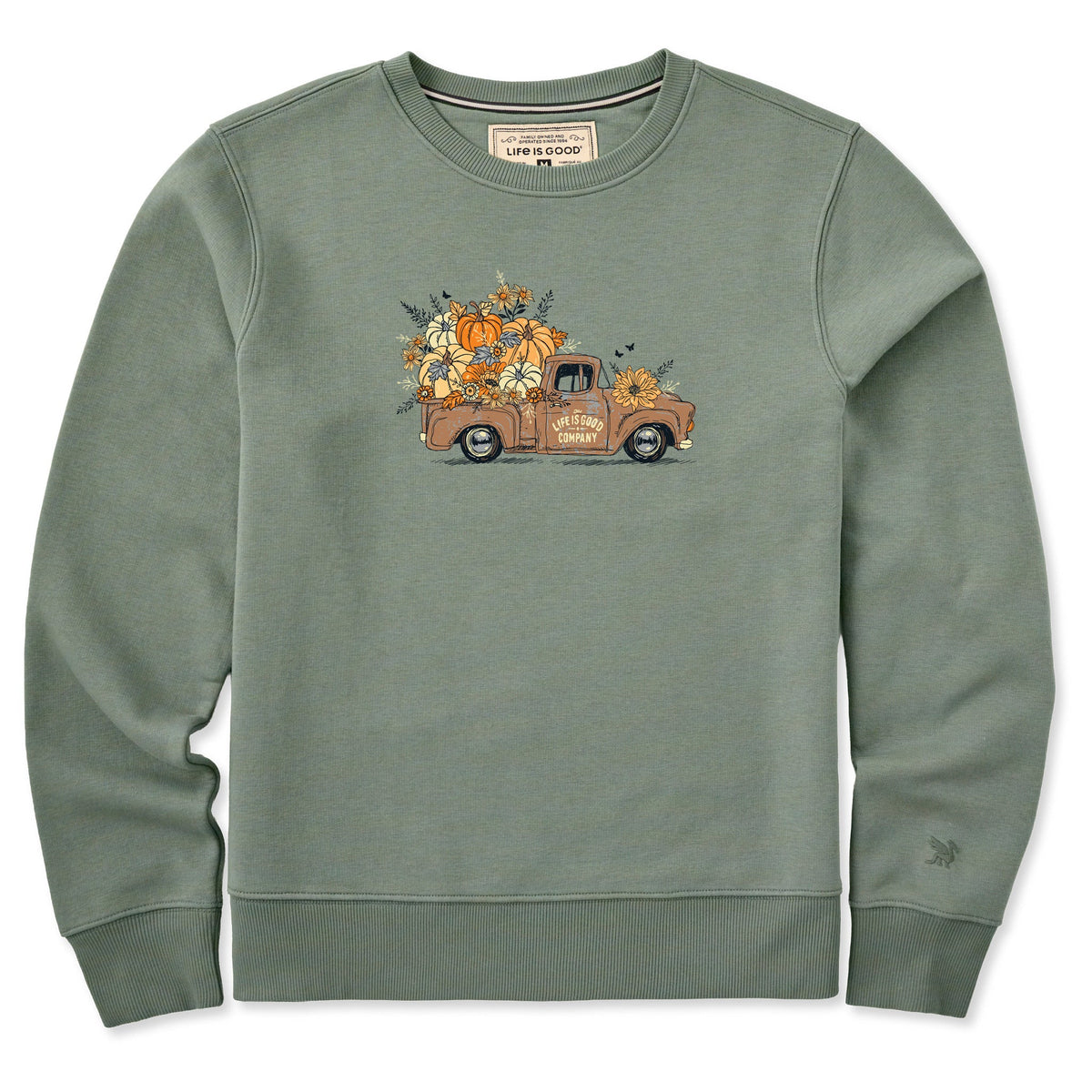 Women's Fall Flowers & Pumpkins Pickup Good Vibes Crew
