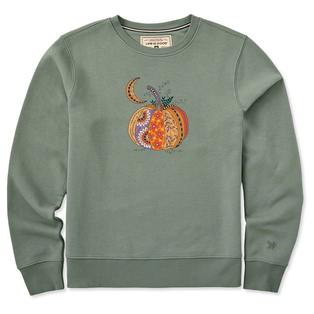 Women's Doodle Pumpkin Good Vibes Crew