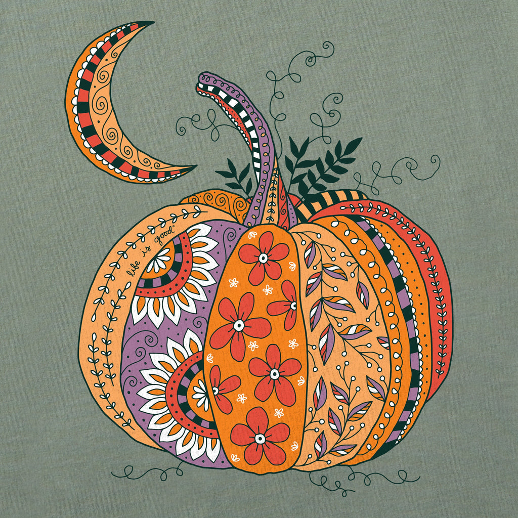 Women's Doodle Pumpkin Good Vibes Crew