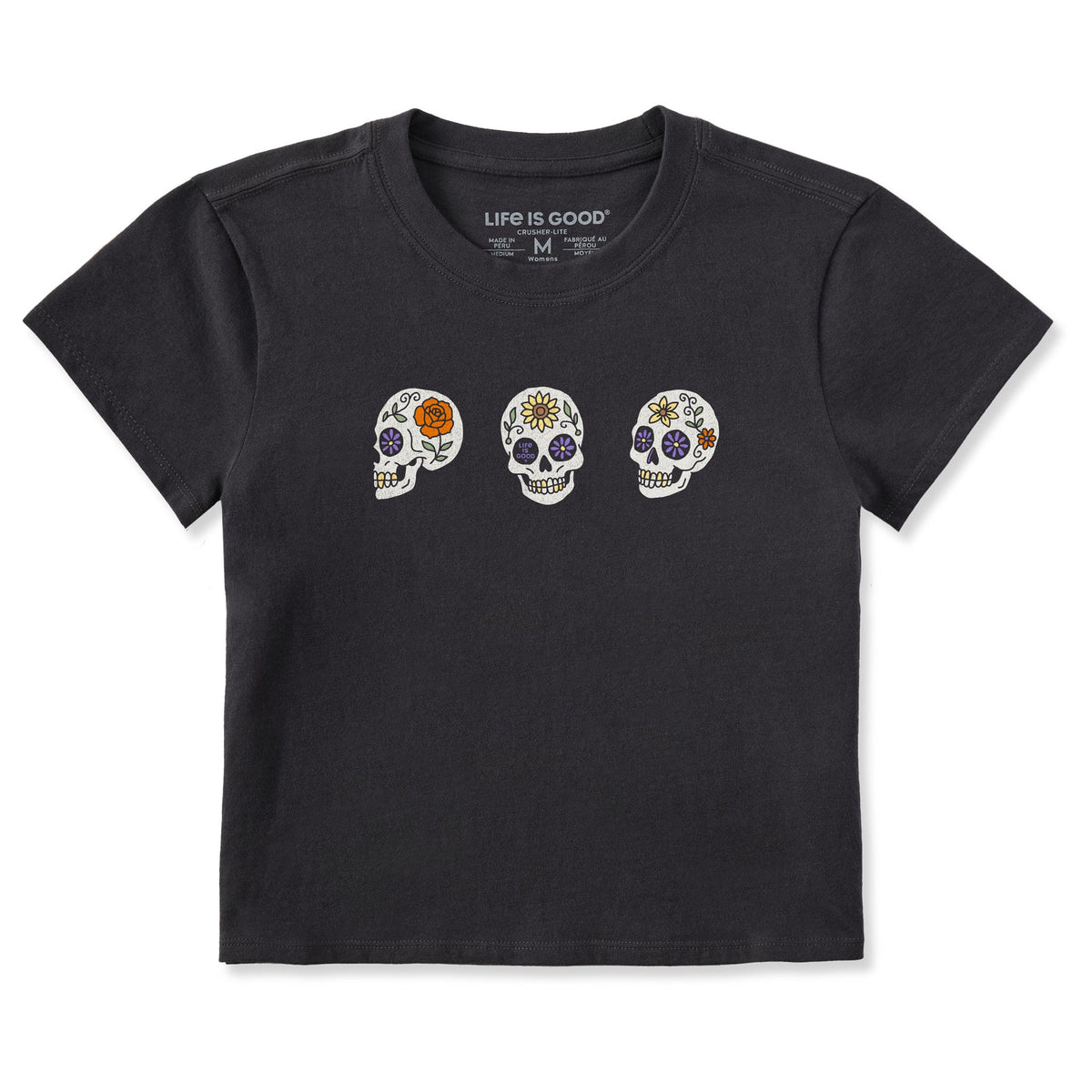 Women's Three Floral Skulls Crusher-LITE Shrunken Tee product image 1