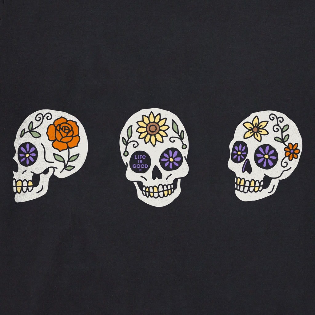 Women's Three Floral Skulls Short Sleeve Crusher Tee product image 2