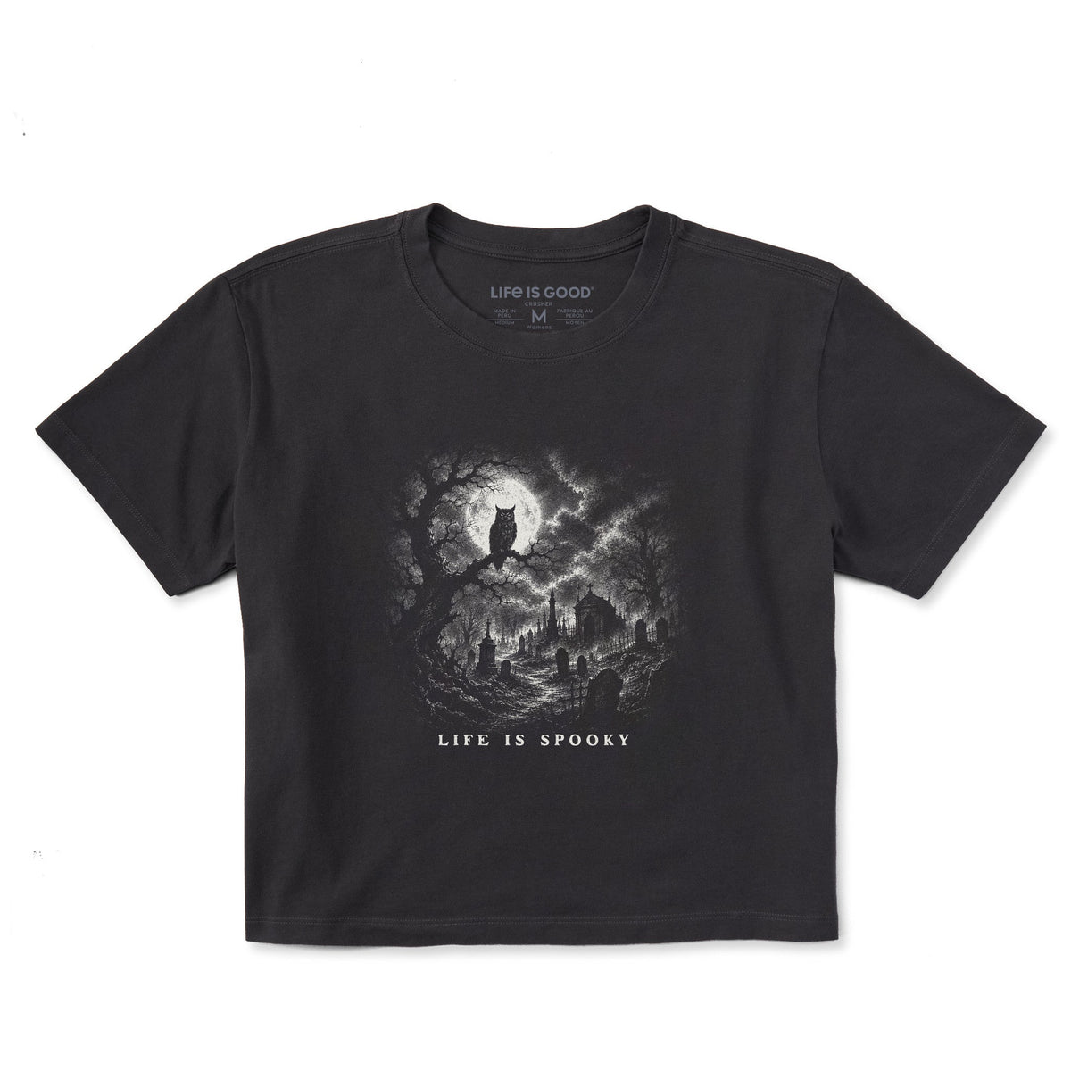 Women's Life is Spooky Owl Short Sleeve Crusher Boxy Tee product image 1