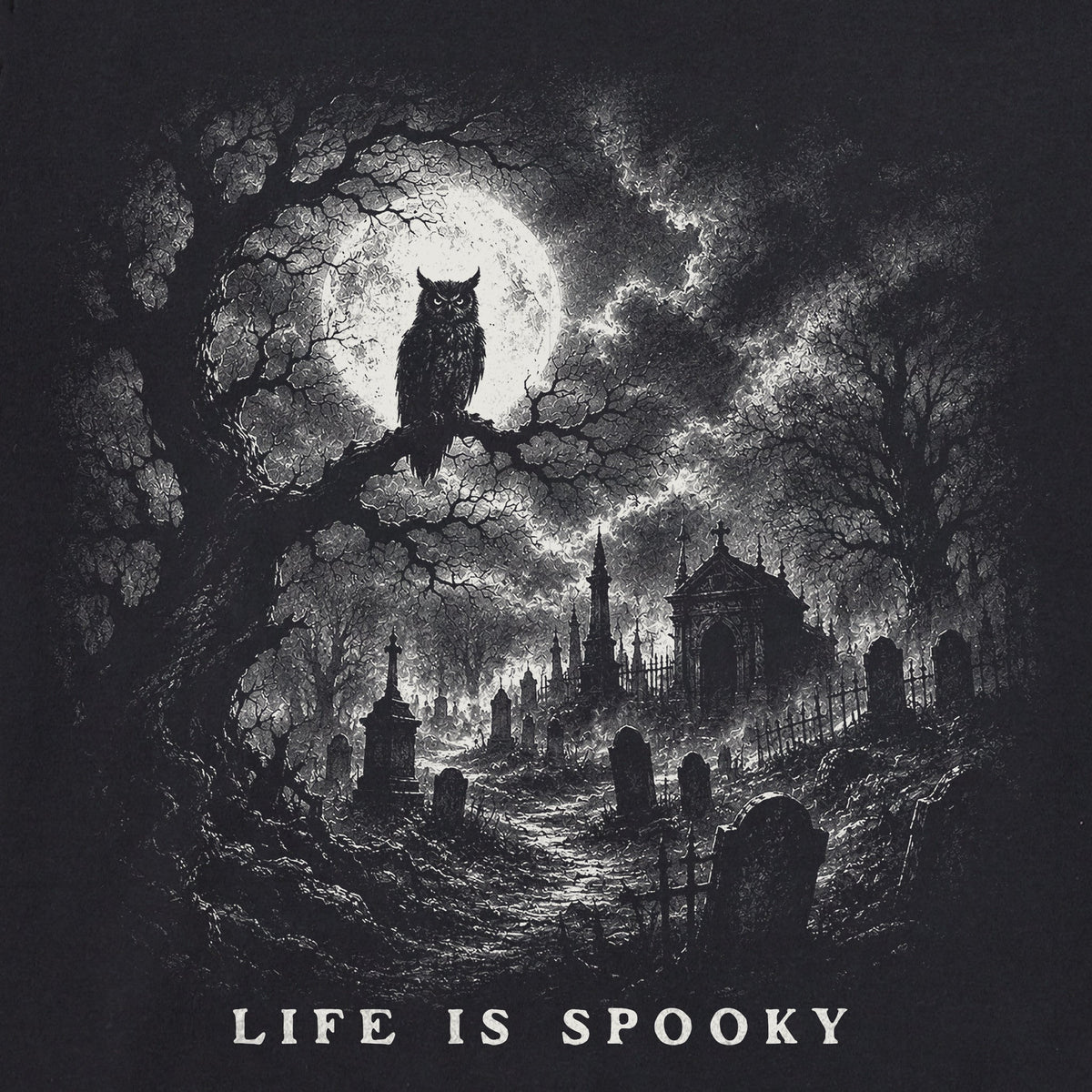 Women's Life is Spooky Owl Short Sleeve Crusher Boxy Tee product image 2
