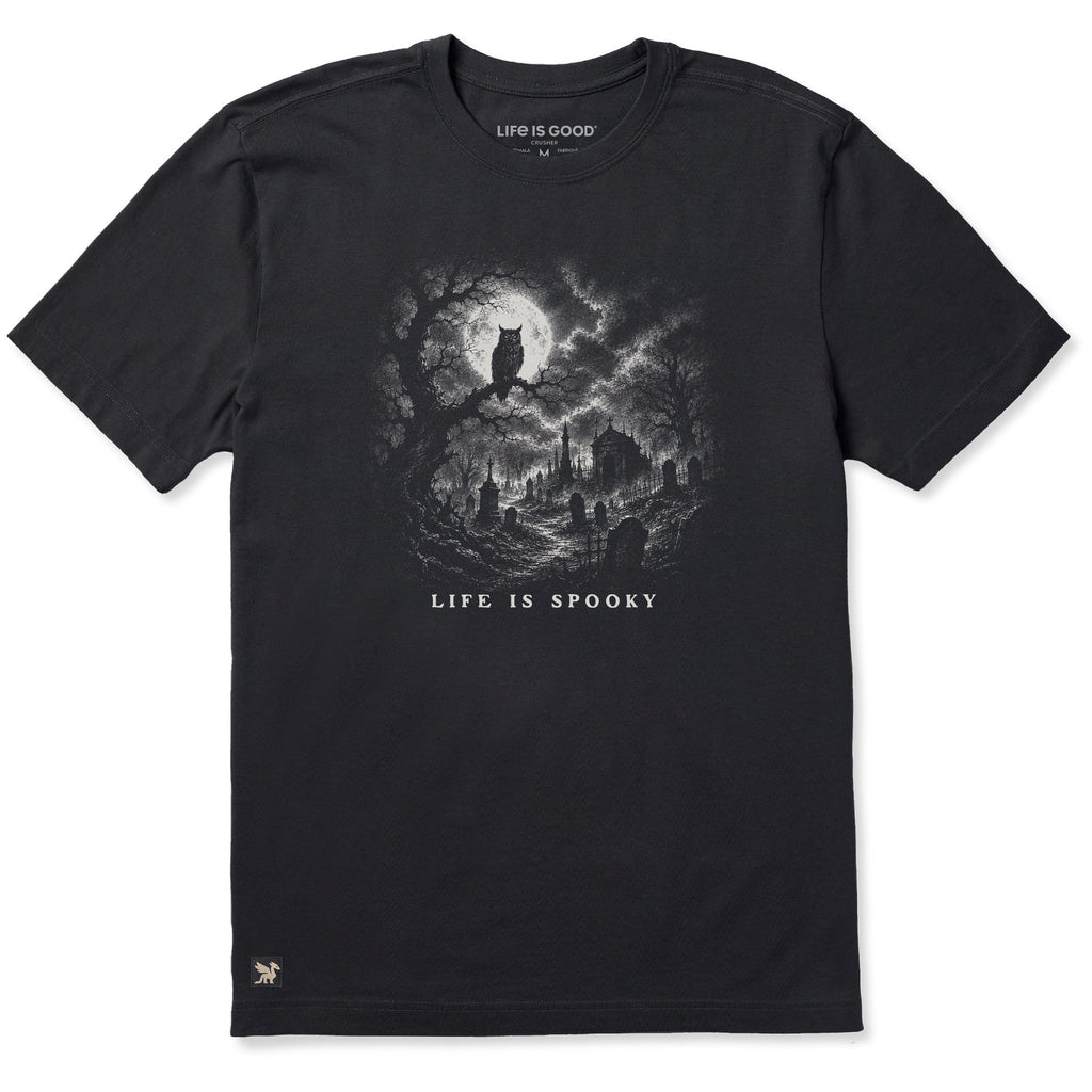 Men's Life is Spooky Owl Short Sleeve Crusher Tee product image 1
