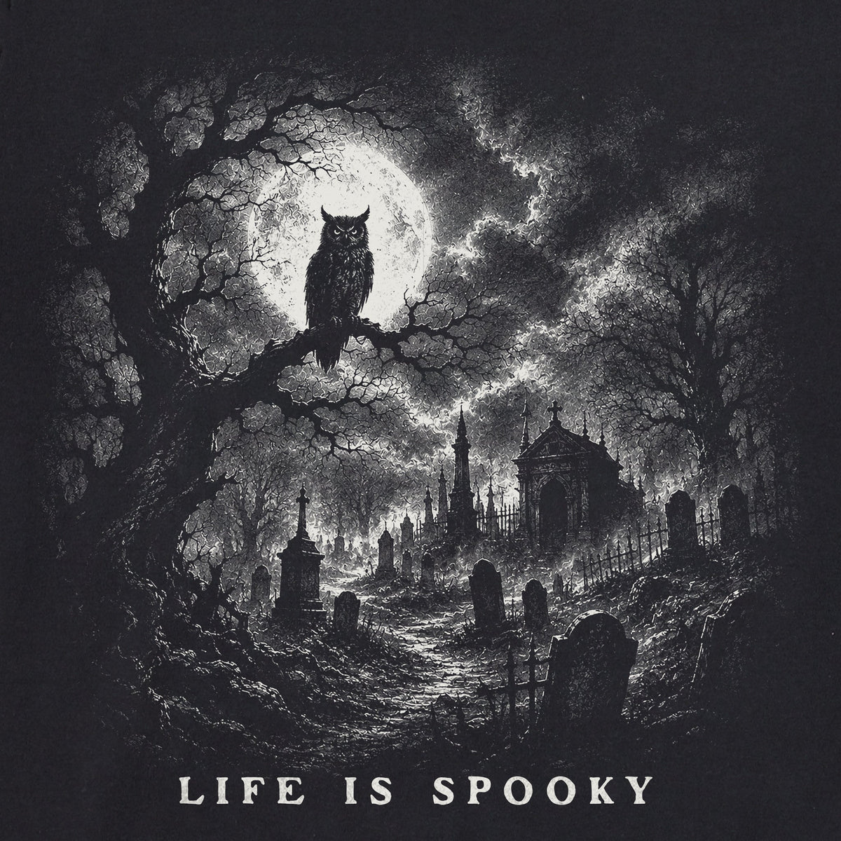 Men's Life is Spooky Owl Short Sleeve Crusher Tee product image 2