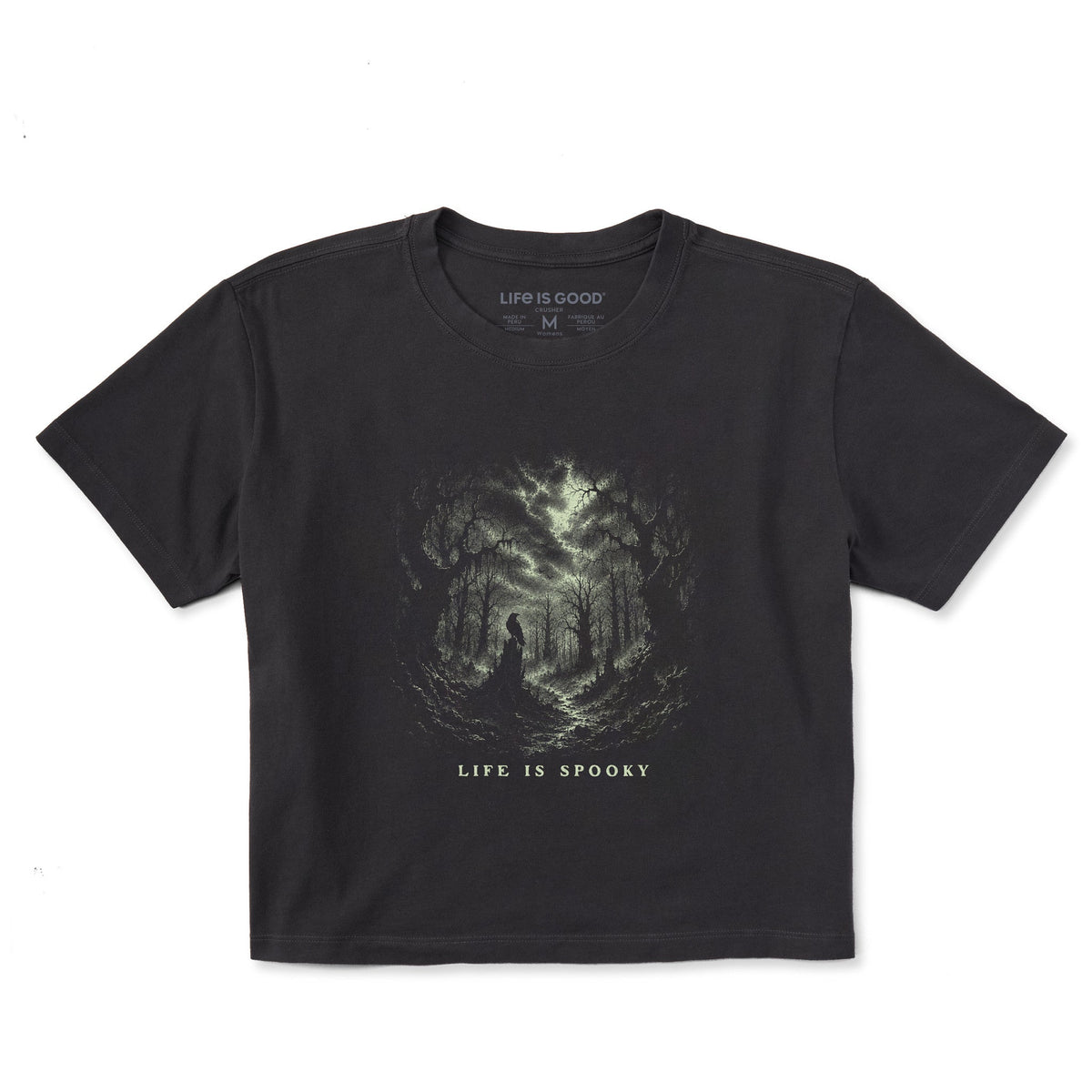Women's Life is Spooky Crow Short Sleeve Crusher Boxy Tee product image 1