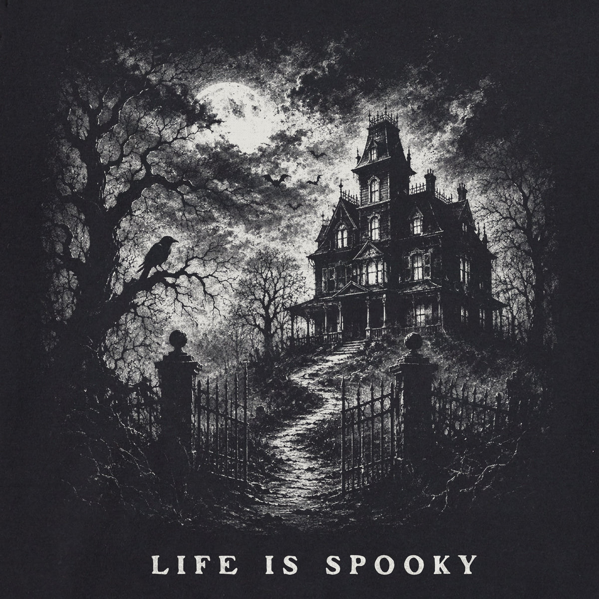 Men's Life is Spooky Haunted House Short Sleeve Crusher Tee product image 2