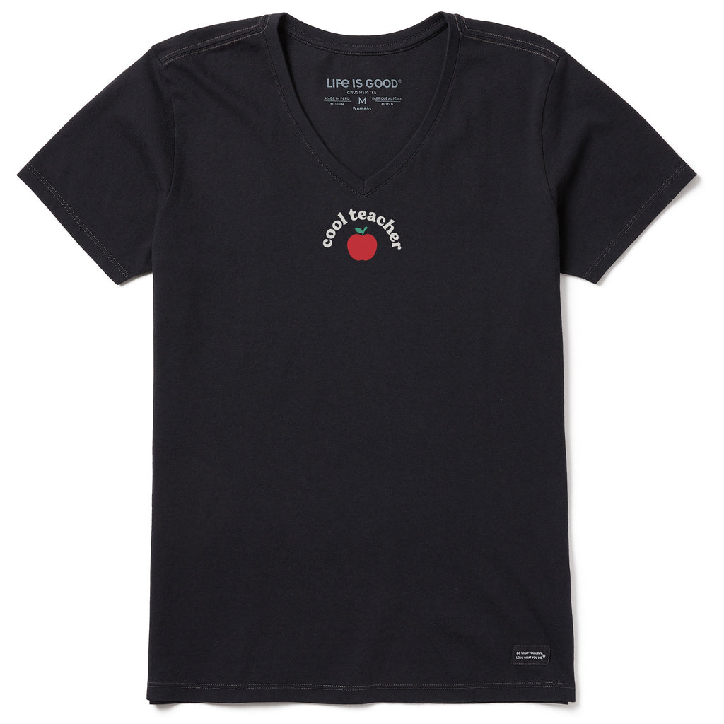 Women's Cool Teacher Apple Short Sleeve Crusher Vee product image 3