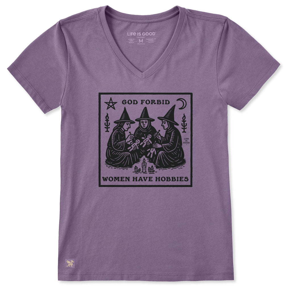Women's Hobbies Short Sleeve Crusher Vee