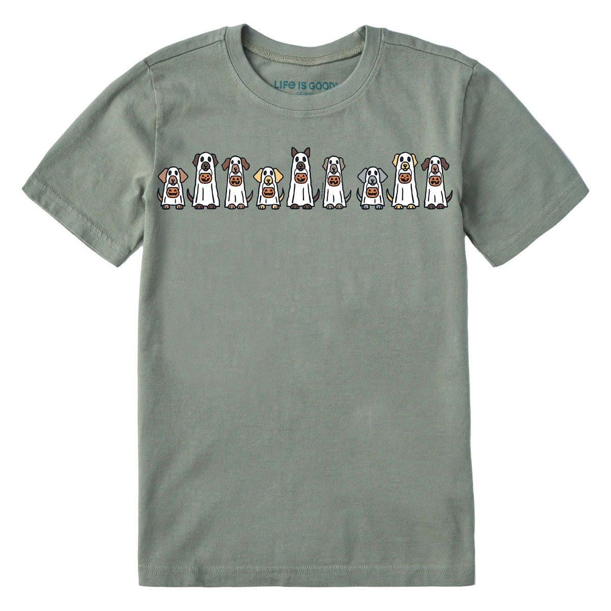 Kids Trick or Treat Ghost Pups Short Sleeve Crusher Tee product image 1