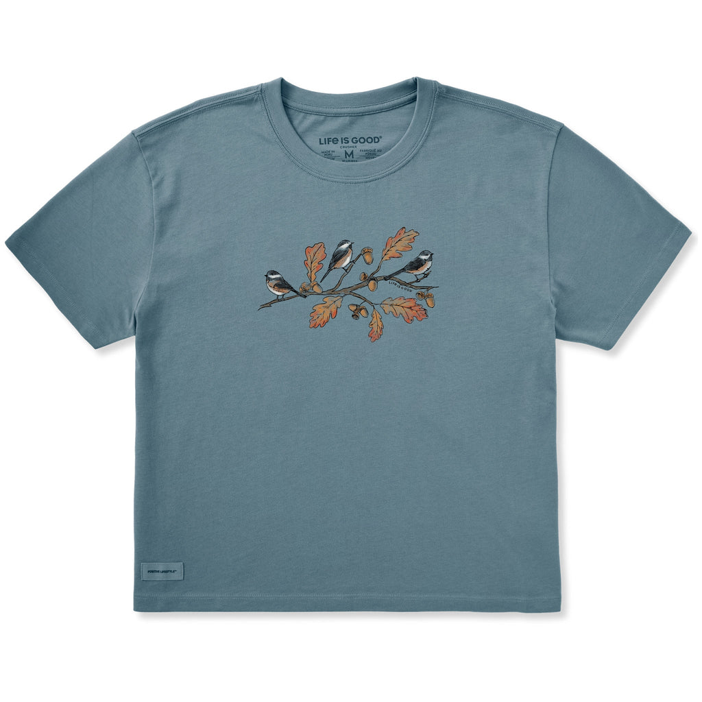 Women's Three Autumn Birds Short Sleeve Crusher Boxy Tee product image 1