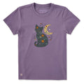Women's Doodle Cat and Moon Short Sleeve Crusher Tee product image 1