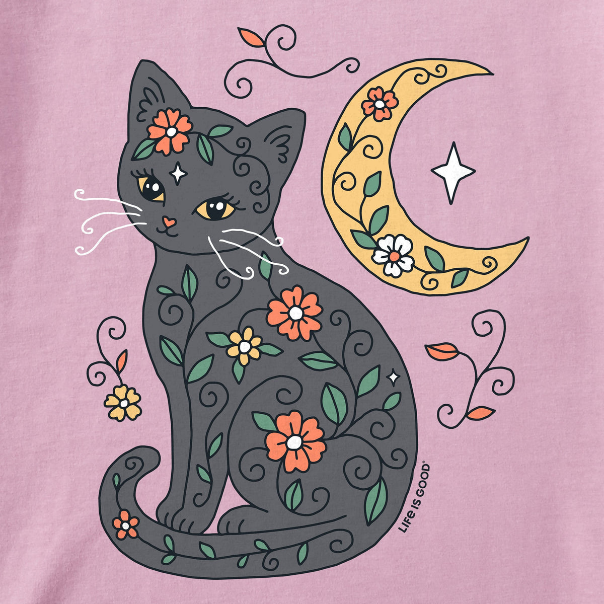 Kids Doodle Cat and Moon Short Sleeve Crusher Tee product image 2