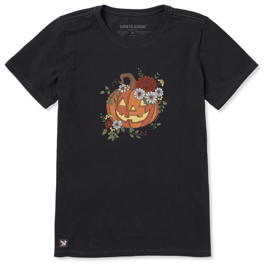 Women's Fall Floral Jack O Lantern Short Sleeve Crusher Tee product image 1