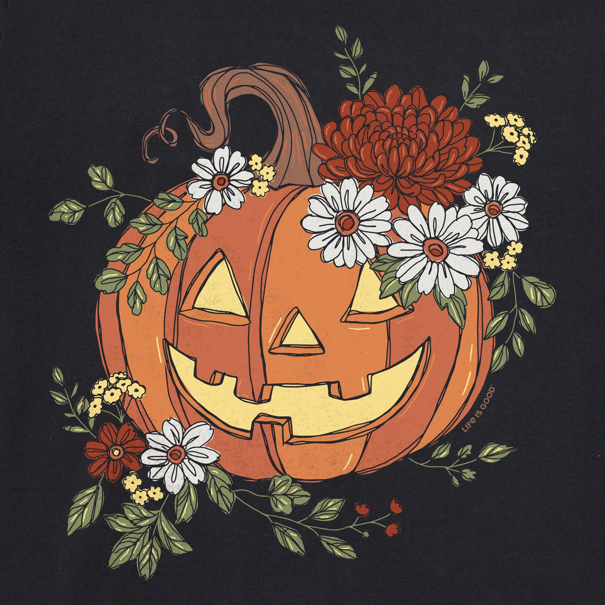 Women's Fall Floral Jack O Lantern Short Sleeve Crusher Tee product image 2