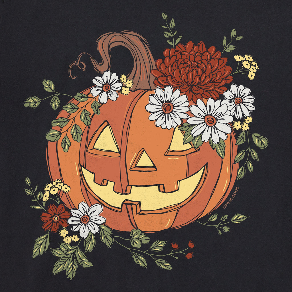 Women's Fall Floral Jack O Lantern Short Sleeve Crusher product image 2