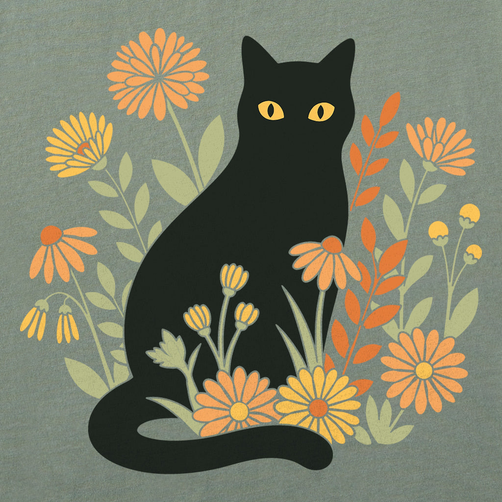 Women's Cat in Fall Florals Short Sleeve Crusher Boxy Tee product image 2