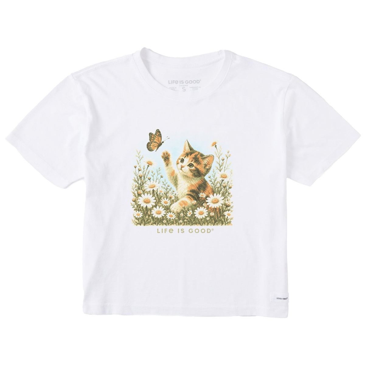 Women's Butterfly Kitten Short Sleeve Crusher Boxy Tee product image 1