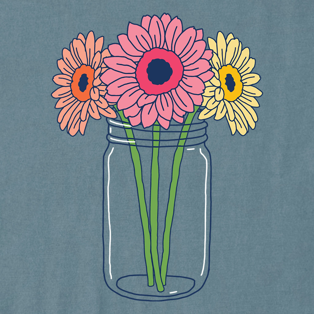 Women's Gerbera Flower Jar Good Vibes Crew