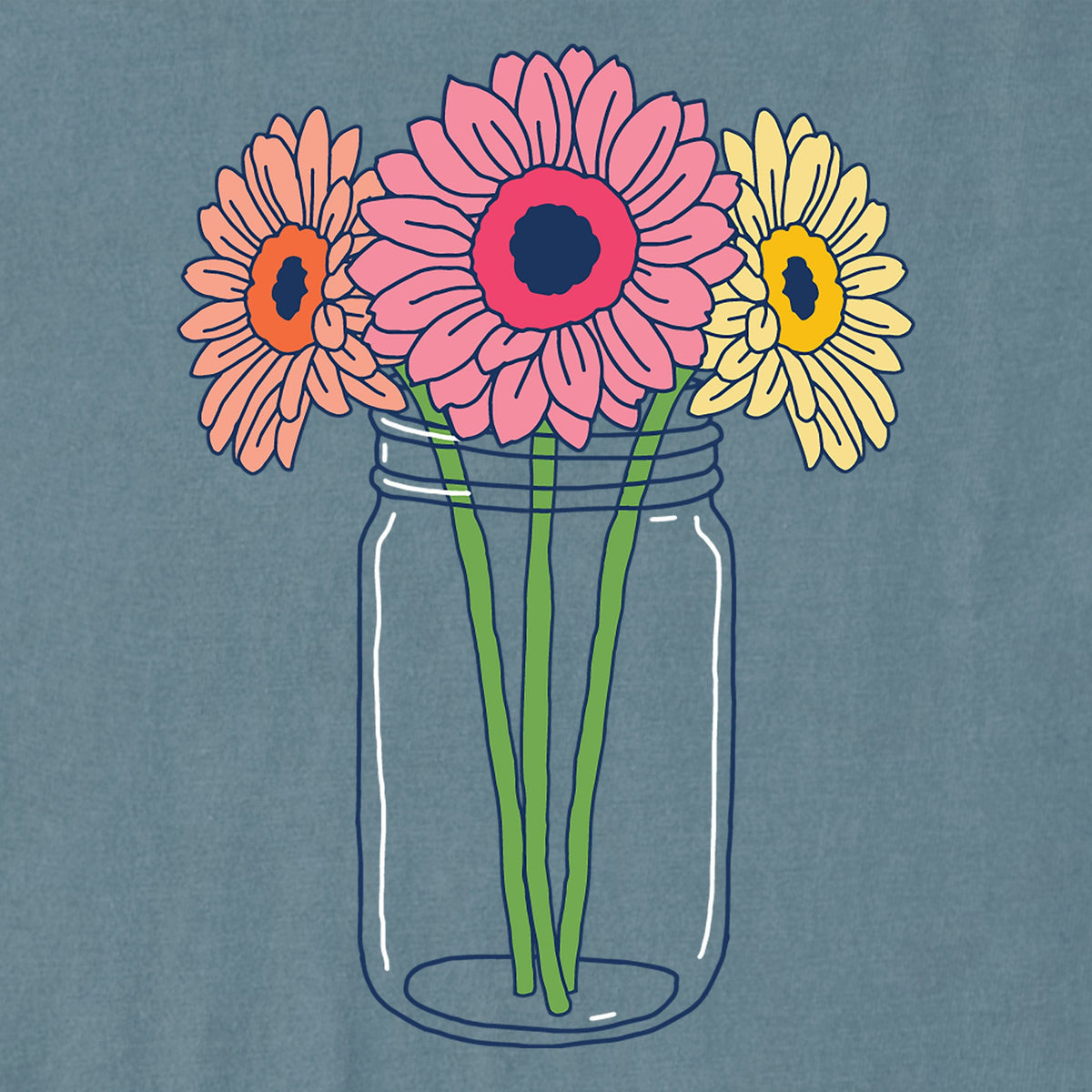 Women's Gerbera Flower Jar Good Vibes Crew